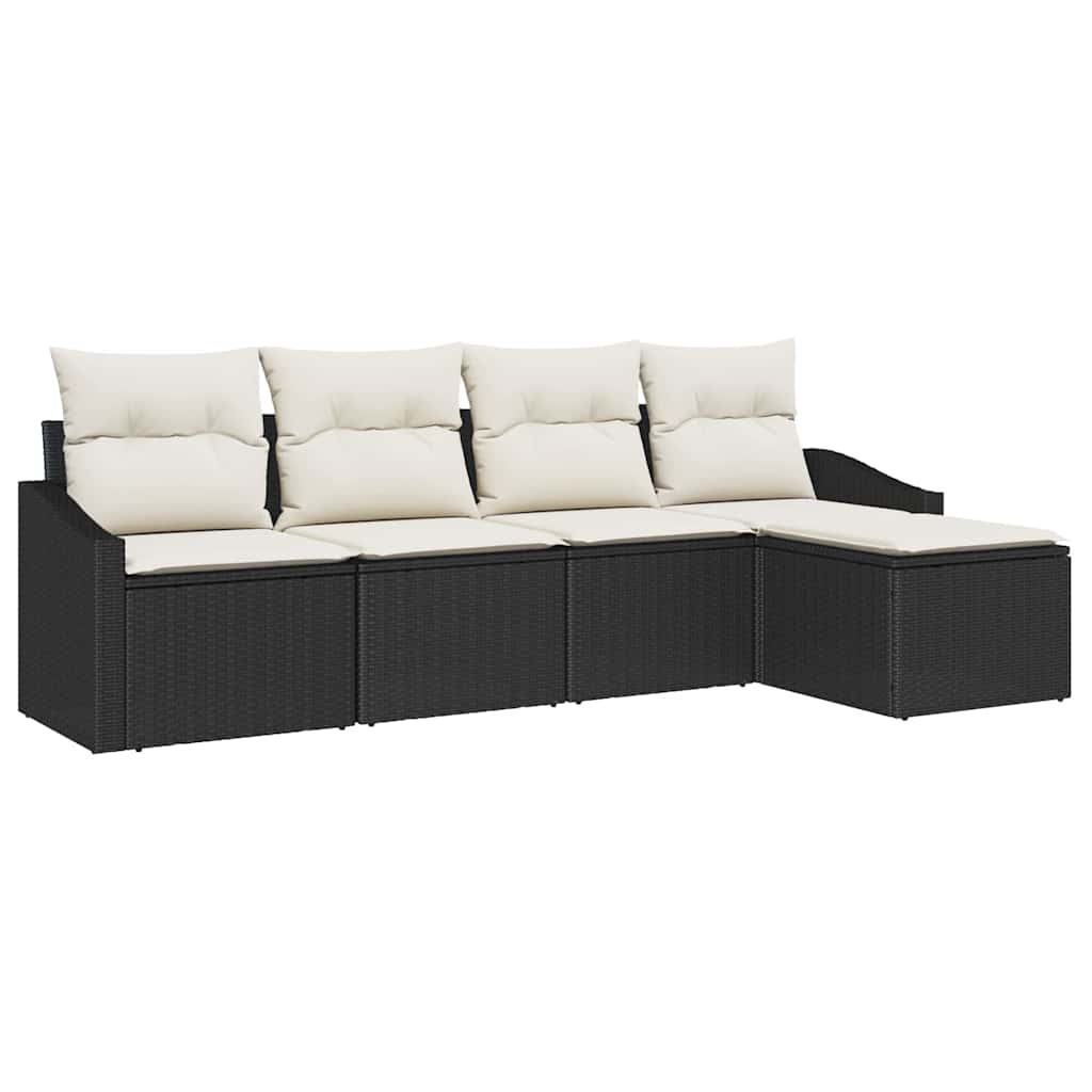 Garten Essgruppe mit Kissen 5 pcs Schwarz und Creme